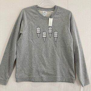 New Monica & Andy Adult Medium Ice Cream Embroidered Organic Cotton Sweatshirt